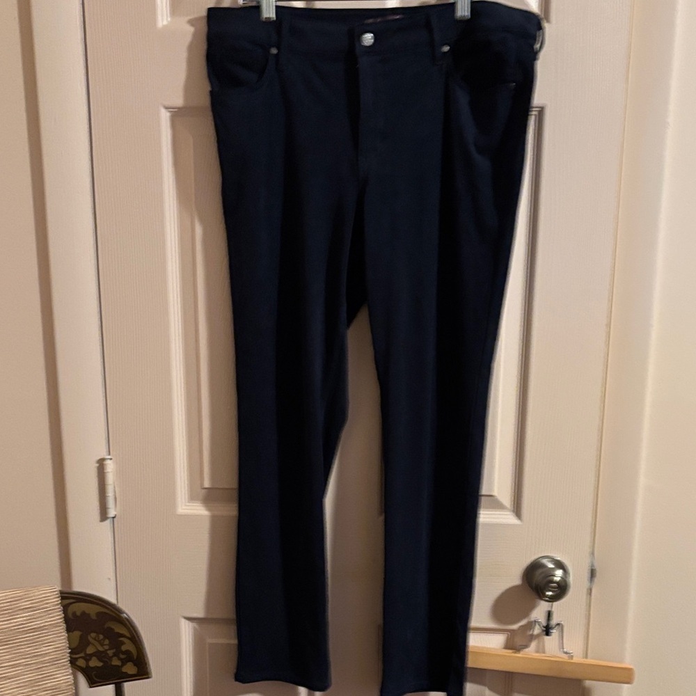 Classic navy blue washable suede jeans - Picture 1 of 2